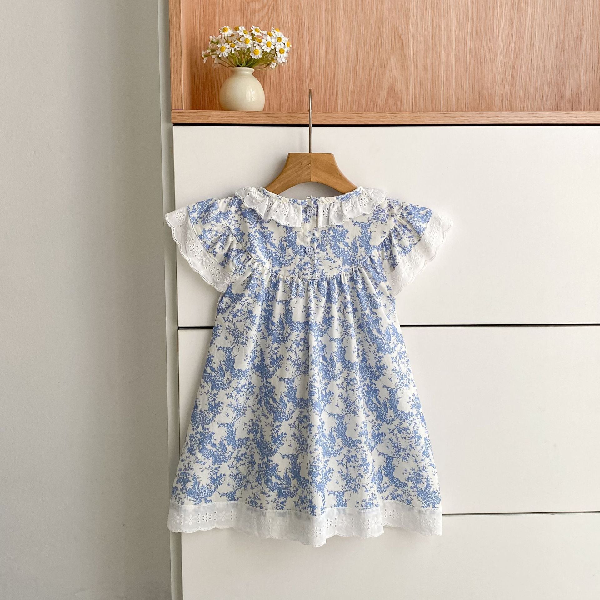 (In Production)Sisters Spring&Summer Floral Print Lace Dress,Romper
