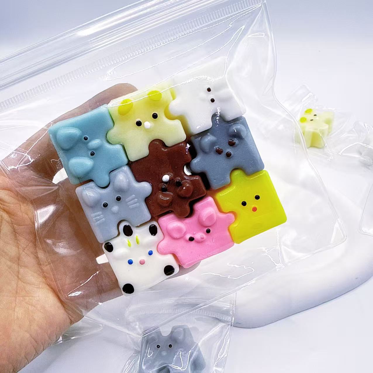 (Pre Order)Squishy Squeeze Cartoon Building Blocks Toy