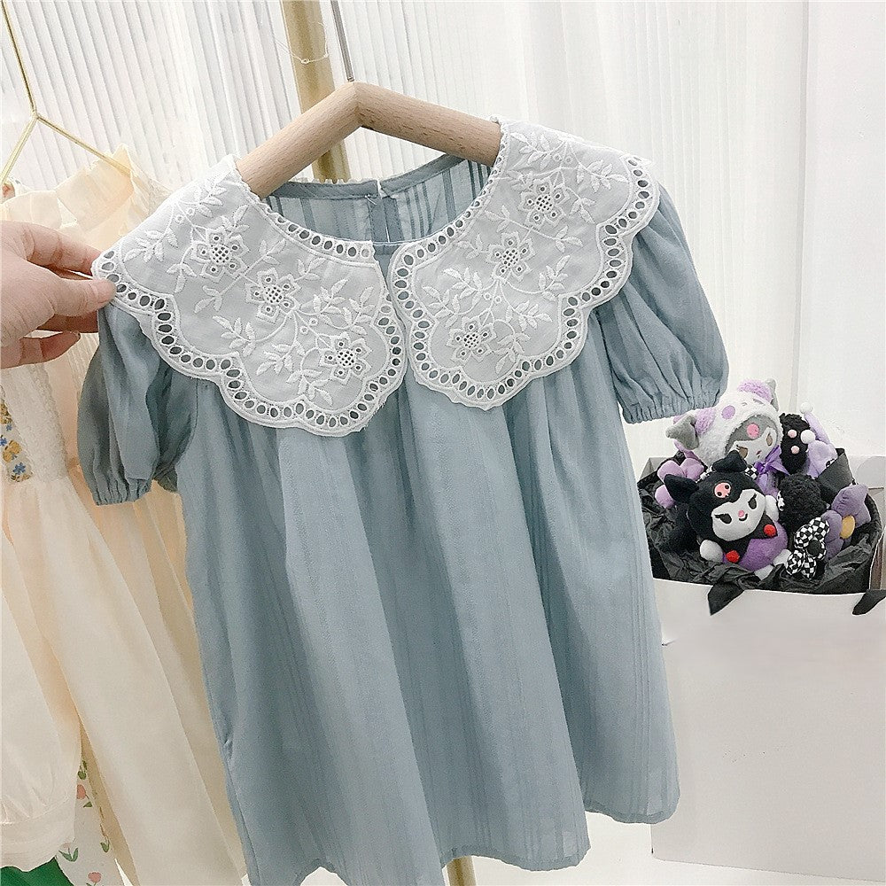 (In Production)Girls Spring&Summer Lace Doll Collar Dress