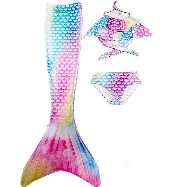 (In Production)Girls Summer Mermaid Swimming Suit Set-3 Pcs