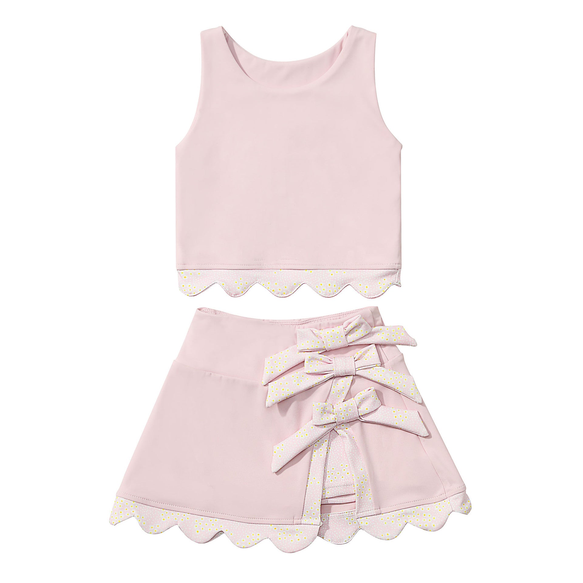 (In Production)Girls Spring&Summer Yoga Scallop Skort Set