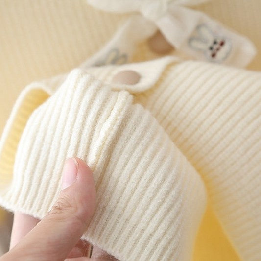 (In Production)Girls Easter Bunny Ear Shape Vest Cardigan