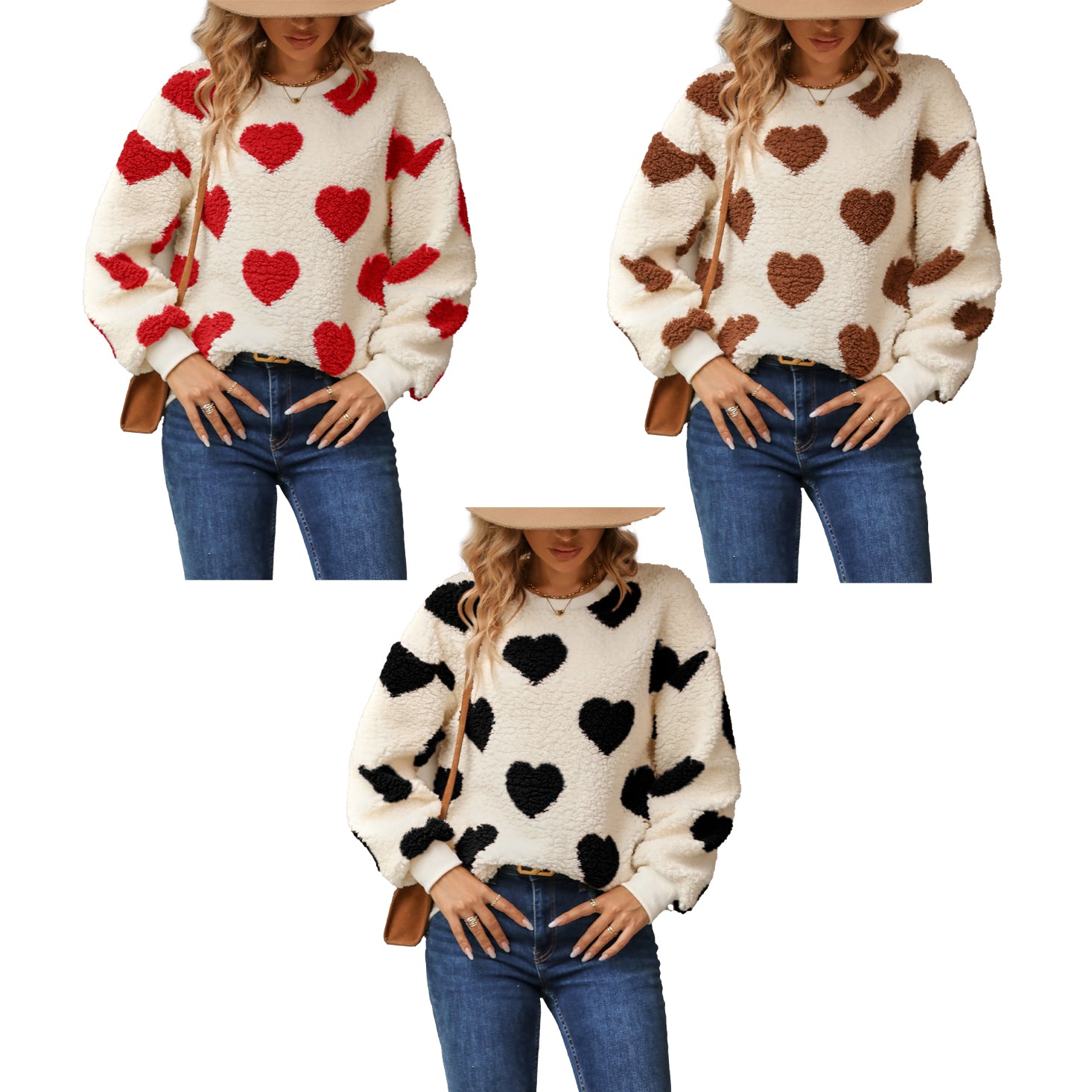 (Pre Order)Adults Valentine's Day Fluffy Love Print Sweatshirt
