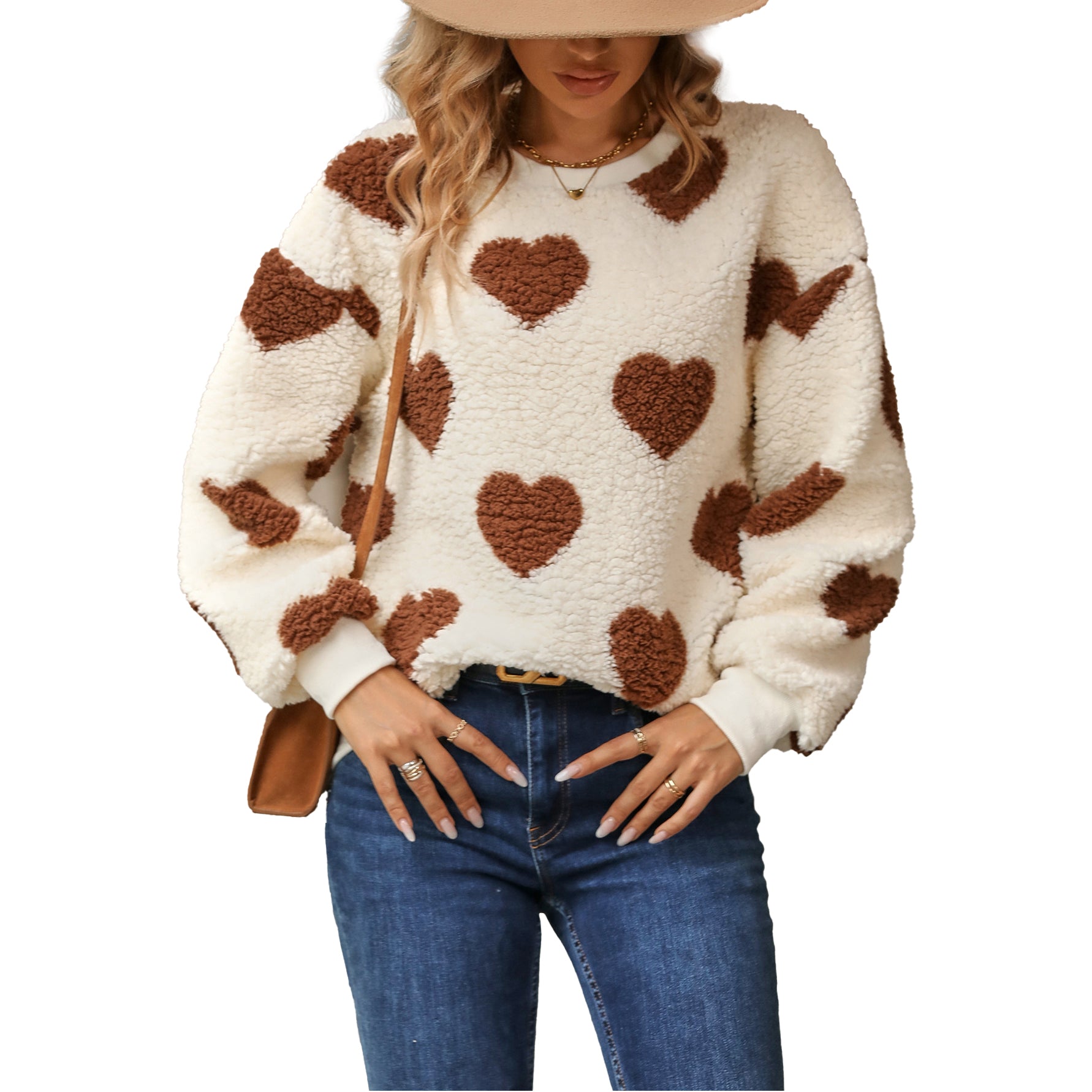 (Pre Order)Adults Valentine's Day Fluffy Love Print Sweatshirt