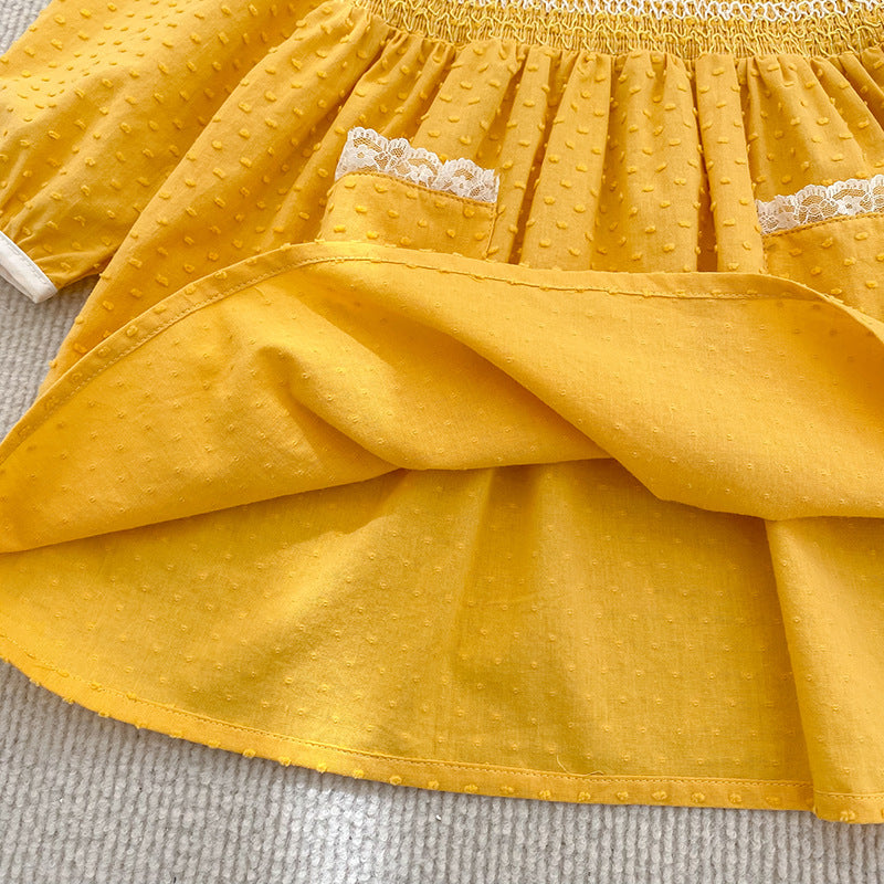 (Pre Order 2 Weeks)Sisters Fall Baby Collar Smocked Dress&Romper