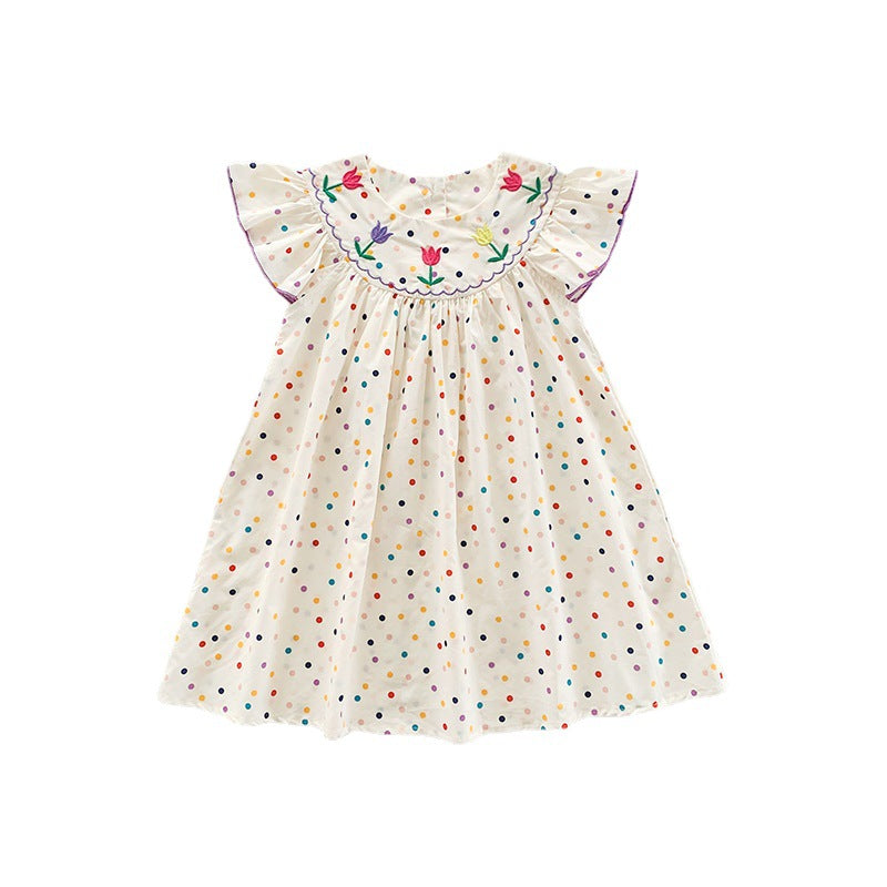 (In Production)Girls Spring&Summer Tulip Embroidery Dress