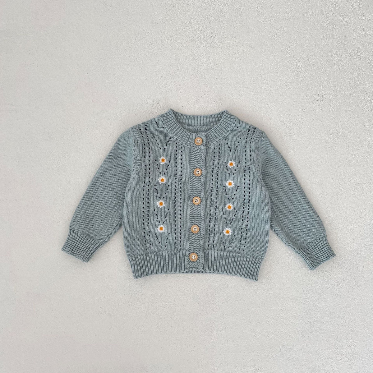(Pre Order 2 Weeks)Girls Fall Daisy Embroidery Sweater Cardigan&Romper