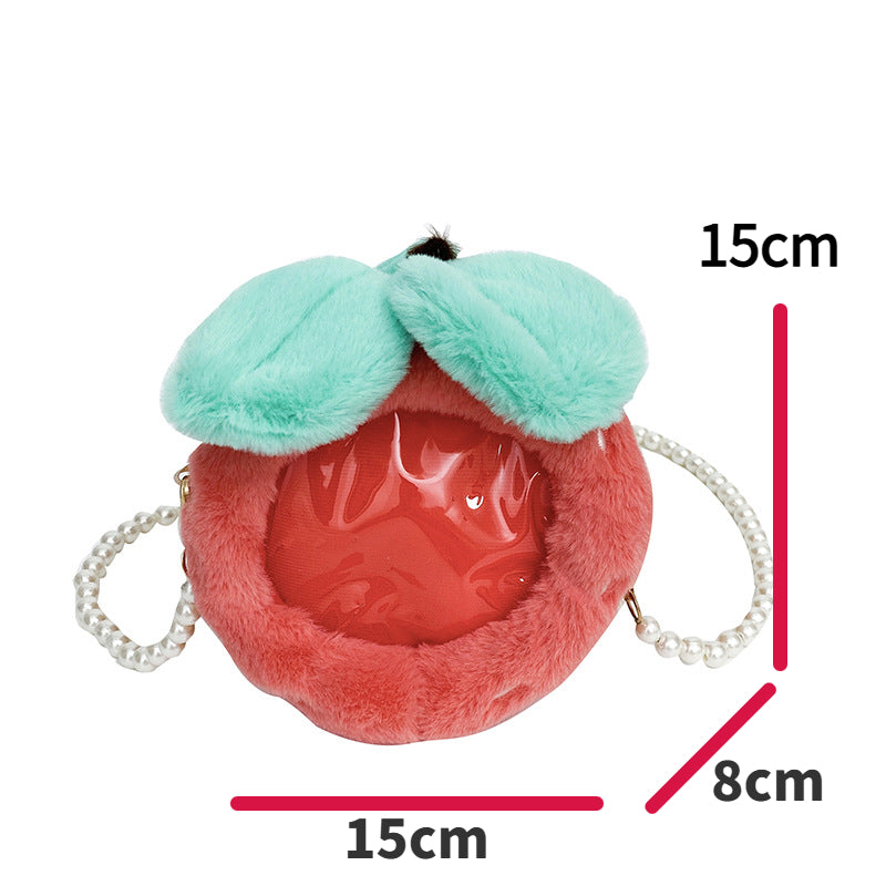 (Pre Order)Fruit Plush Pearl Chain Bag