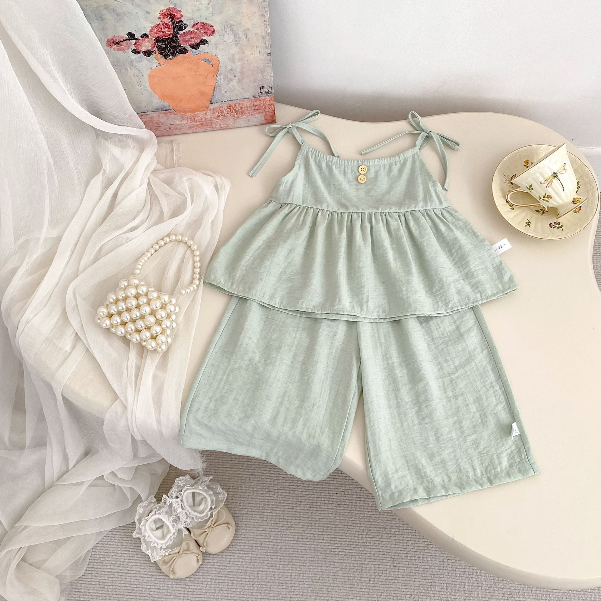 (In Production)Girls Spring&Summer Solid Color Bandeau Set
