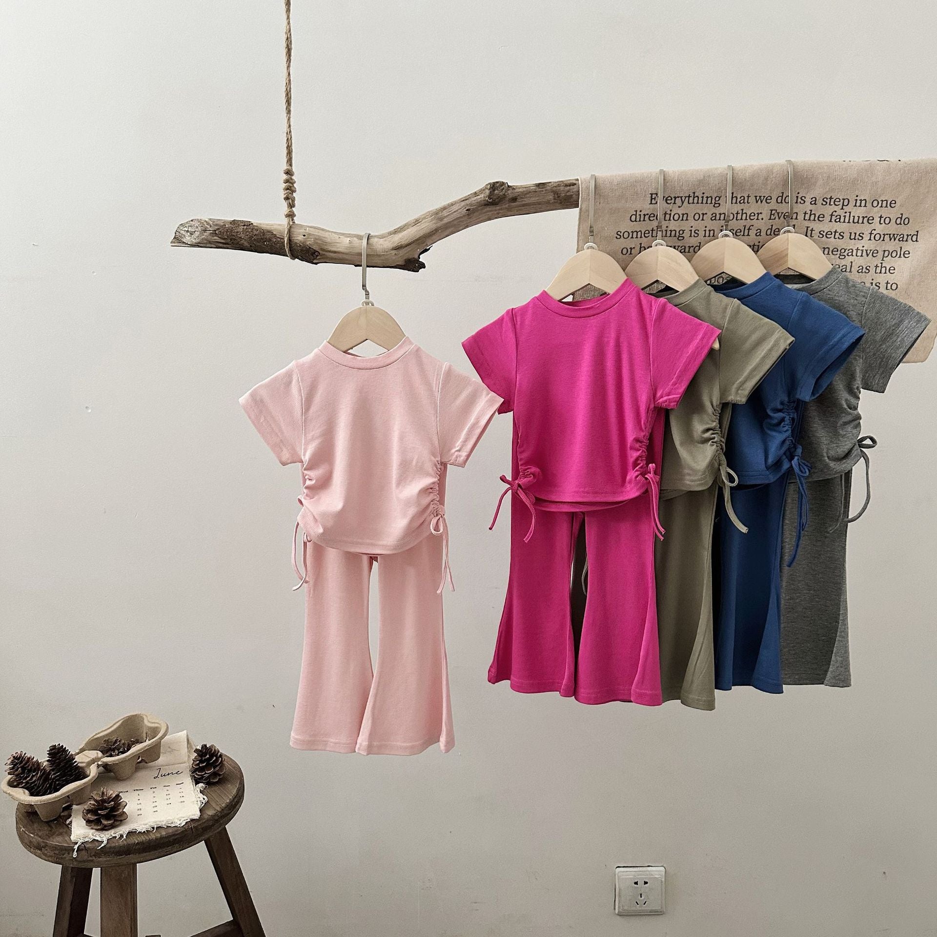 (In Production)Girls Spring&Summer Solid Color Outfit Set