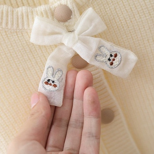 (In Production)Girls Easter Bunny Ear Shape Vest Cardigan