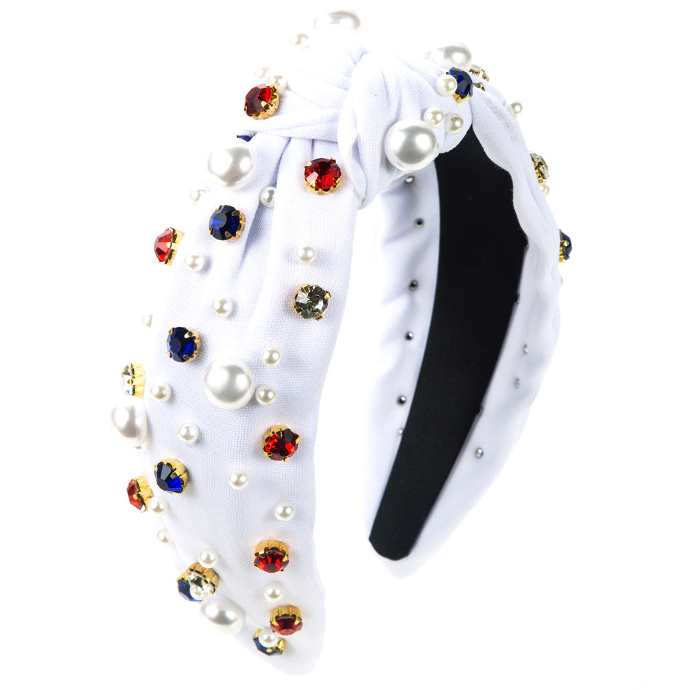 (Pre Order)Stylish Mardi Gras Pearl Rhinestone Headband