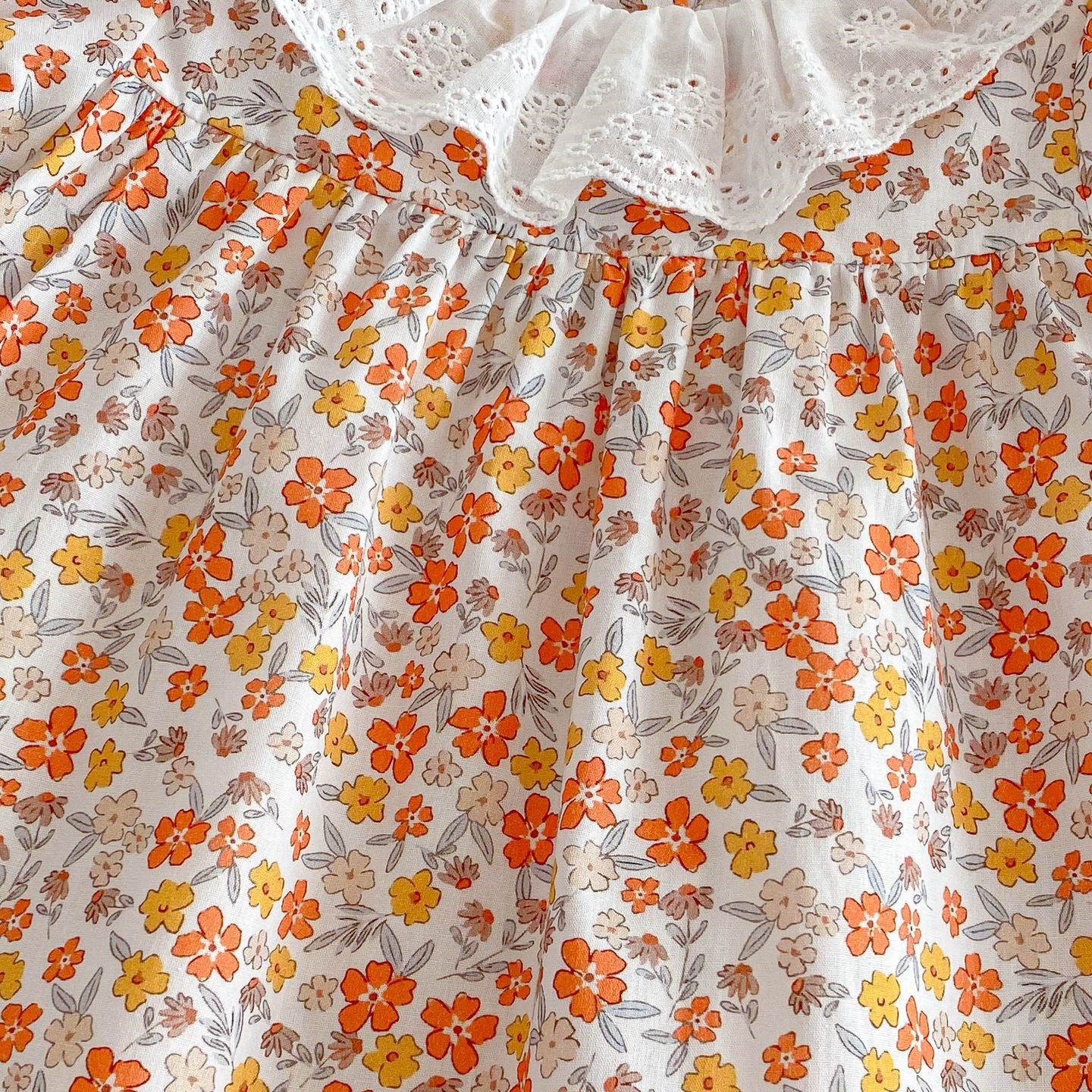 (In Production)Girls Spring and Summer Floral Doll Collar Dress