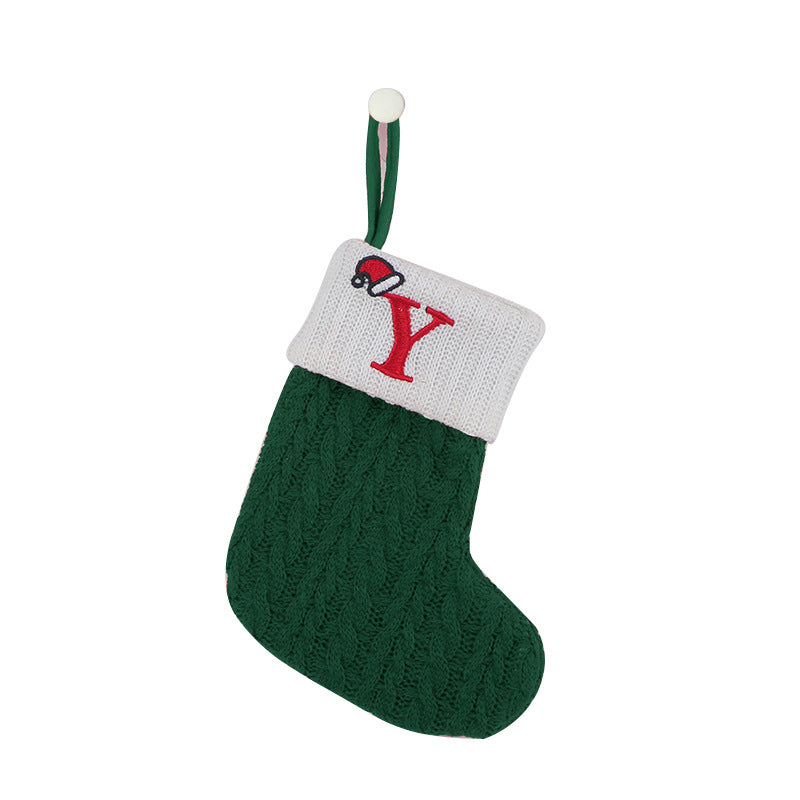 (Pre Order)Green Letter Wool Christmas Stocking Pendant