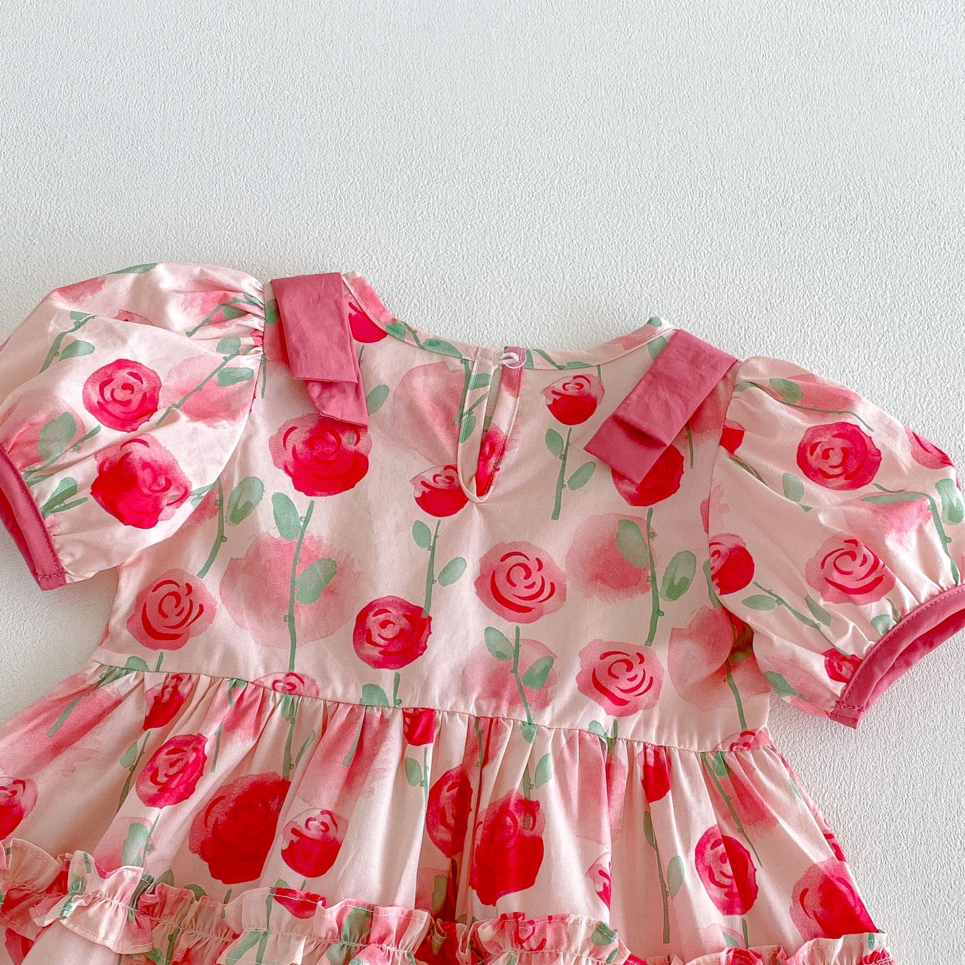 (Pre Order 2 Weeks)Girls Fall Floral Print Puff Sleeves Dress