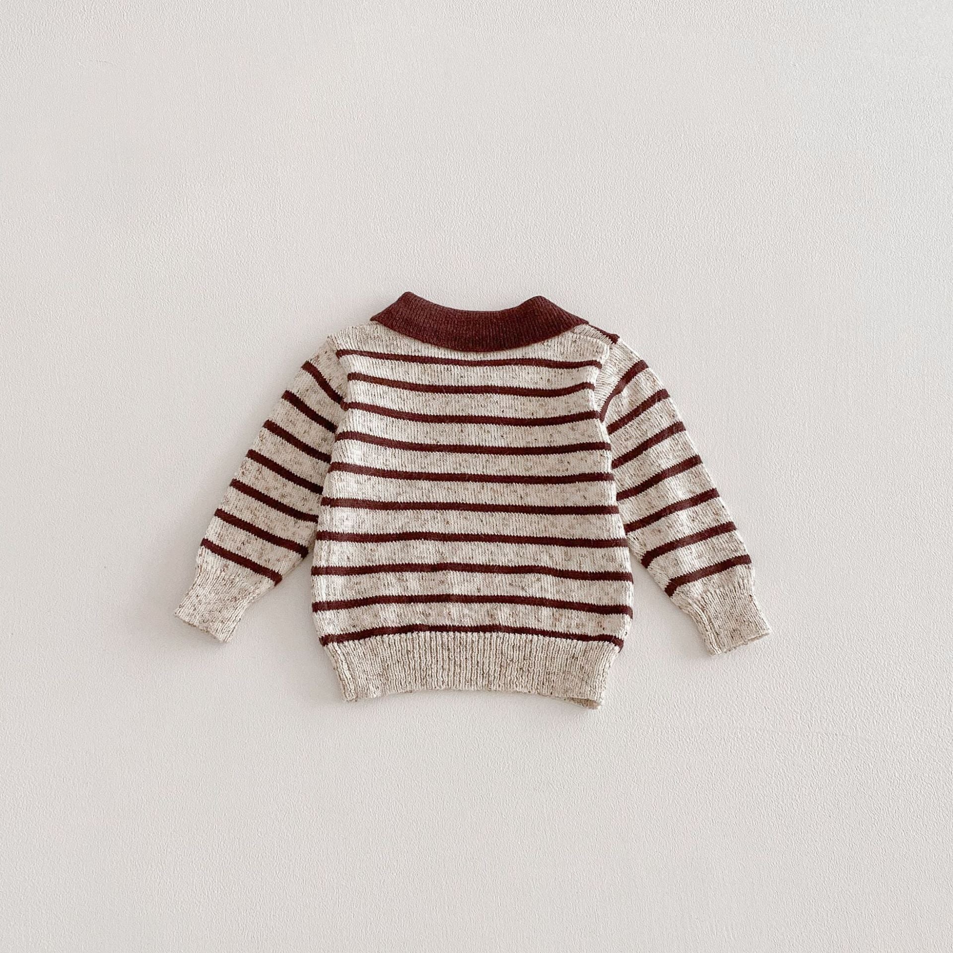 (Pre Order 2 Weeks)Unisex Fall Stripe Polo-neck Knitted Sweater