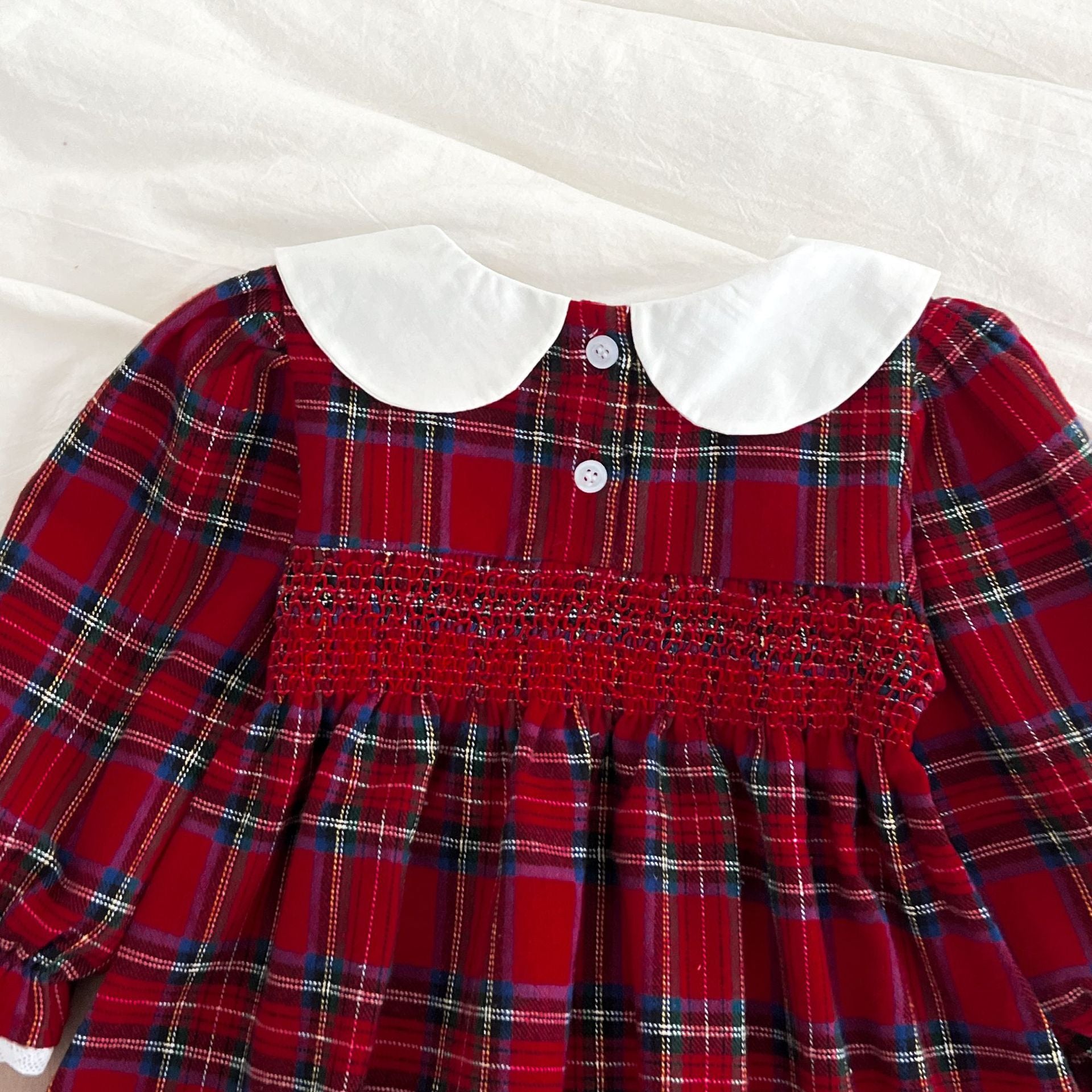 (Pre Order 2 Weeks)Sisters Christmas Plaid Smocked Dress&Romper