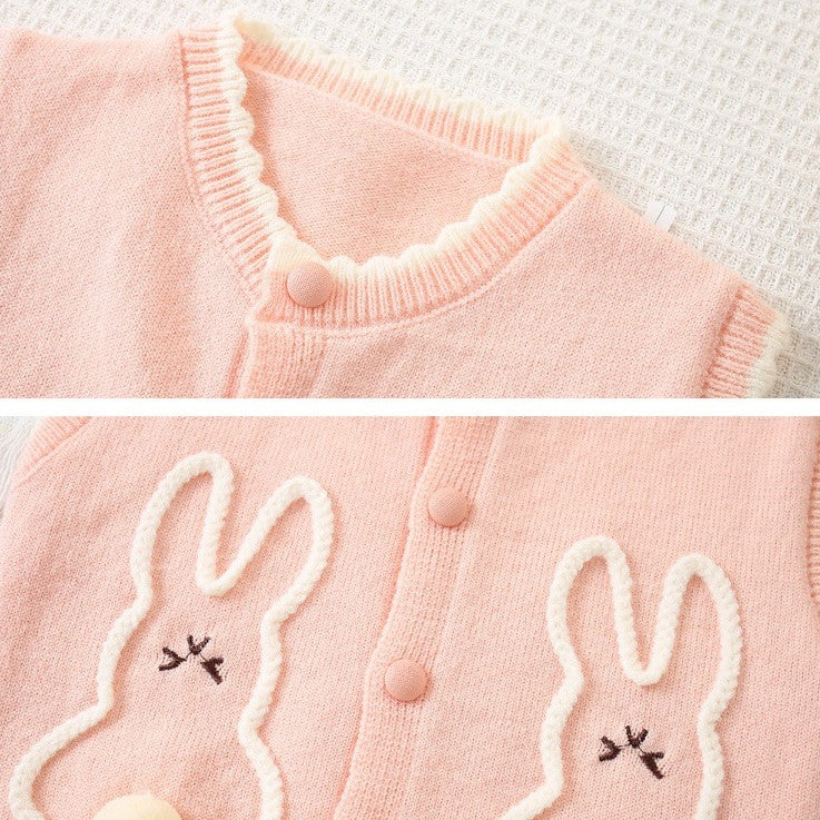 (In Production)Girls Easter Bunny Vest Cardigan
