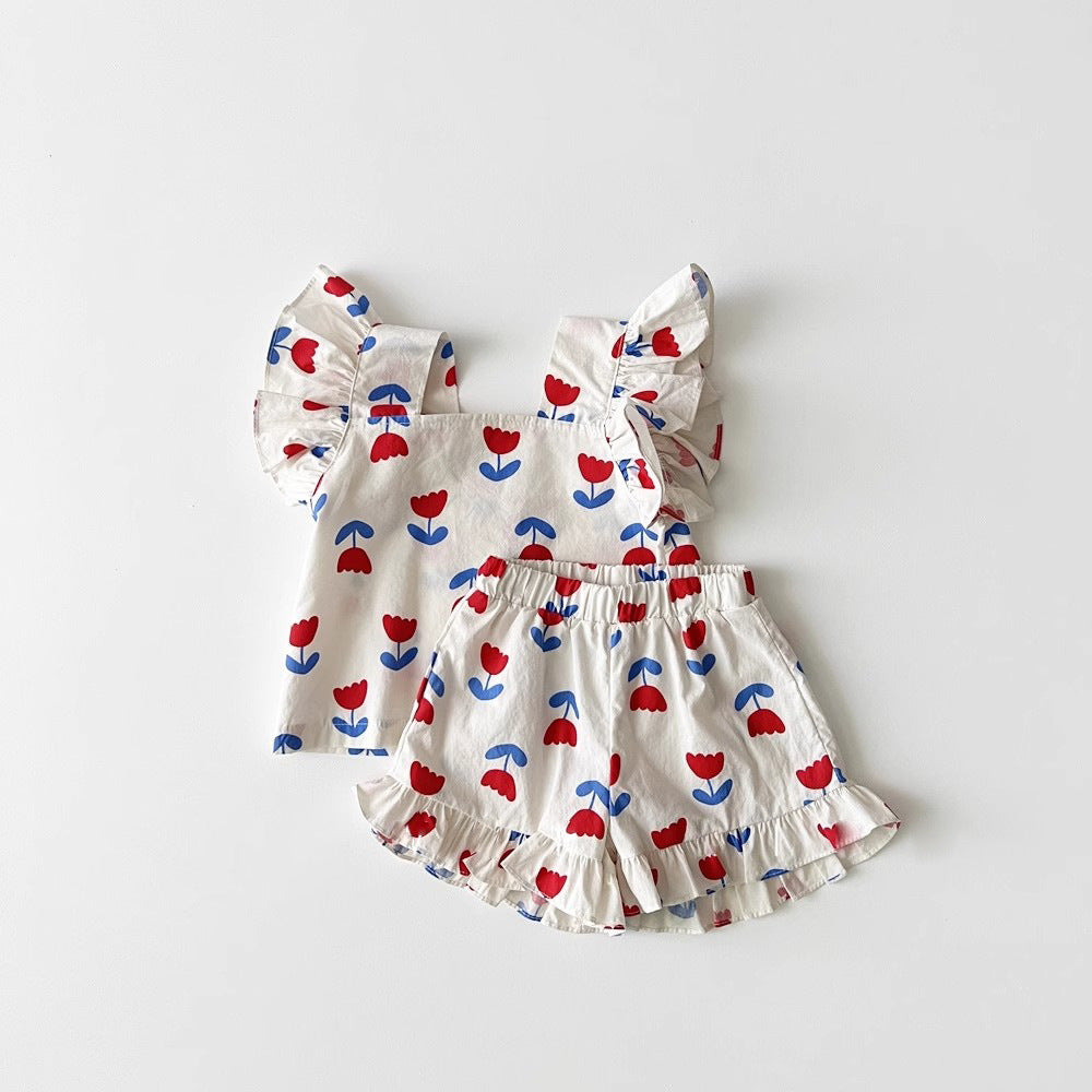 (Pre Order)Toddler Girls Patriotic Print Bloomer Set