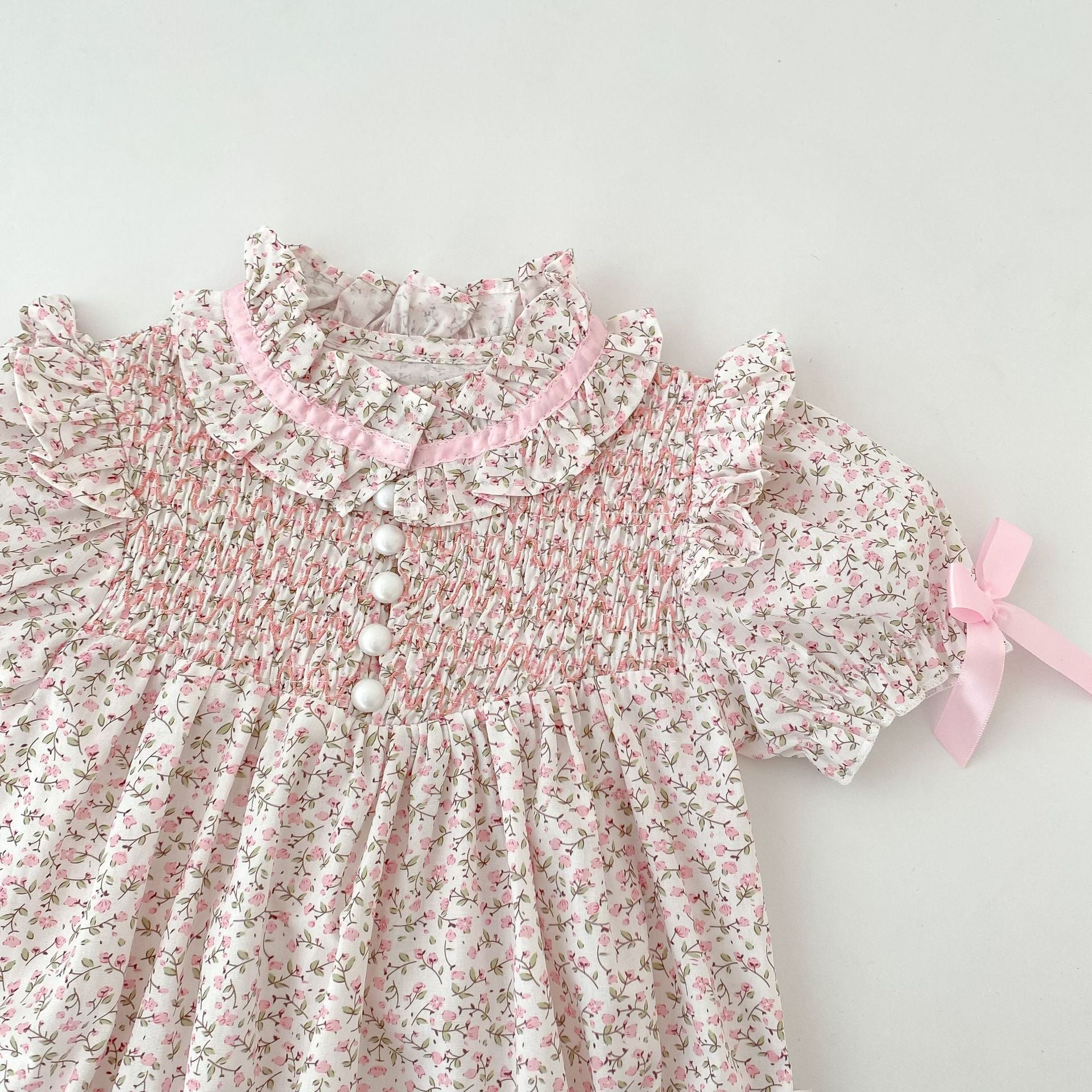 (Pre Order 2 Weeks)Sisters Fall Floral Print Smocked Dress&Romper