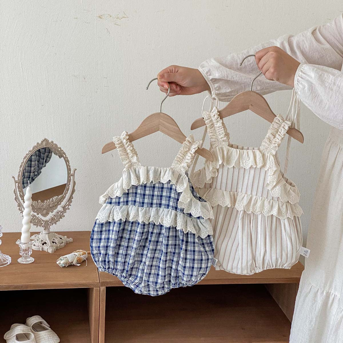 (In Production)Toddler Girls Spring&Summer Lace Ruffle Romper