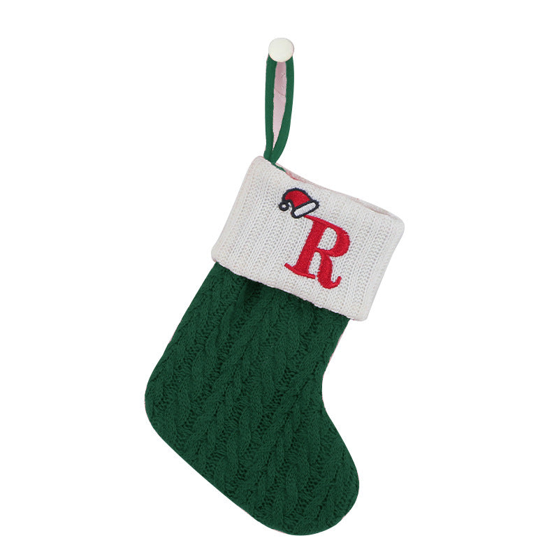 (Pre Order)Green Letter Wool Christmas Stocking Pendant