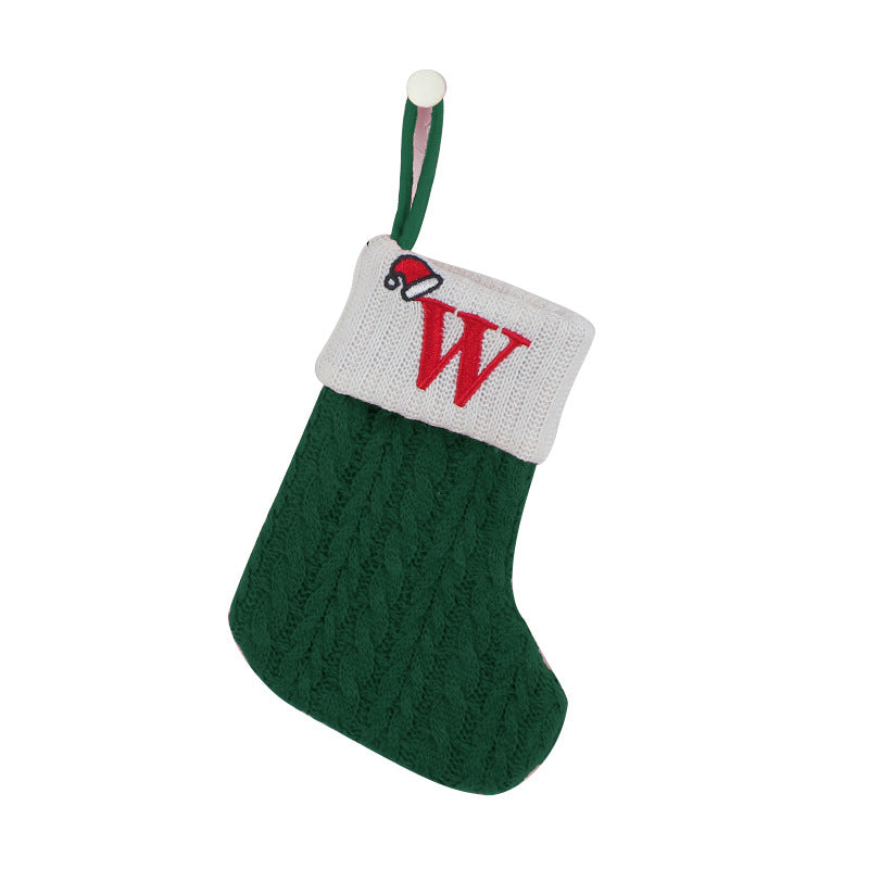 (Pre Order)Green Letter Wool Christmas Stocking Pendant