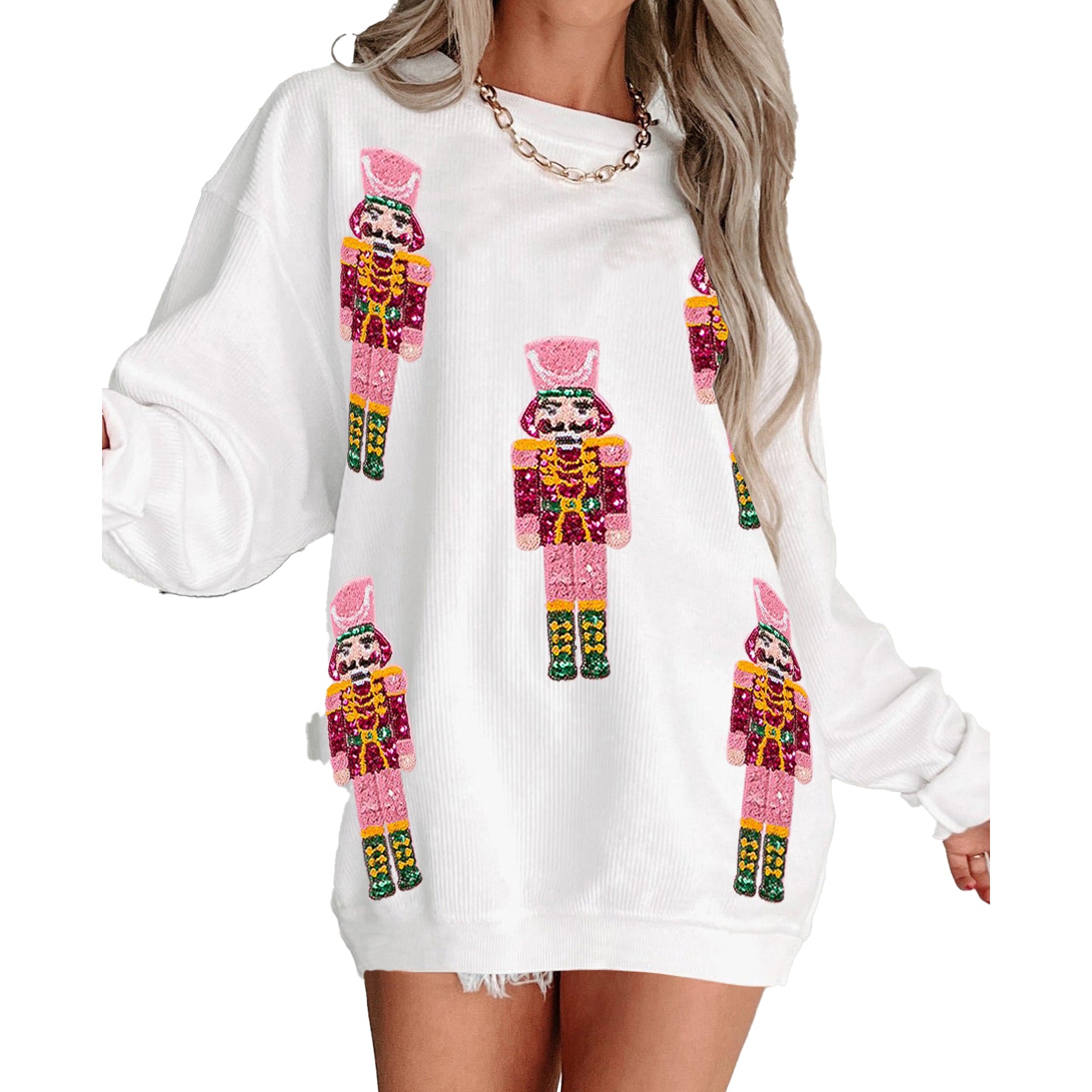 (Pre Order)Adults Christmas Nutcracker Sequin Corduroy Sweatshirt