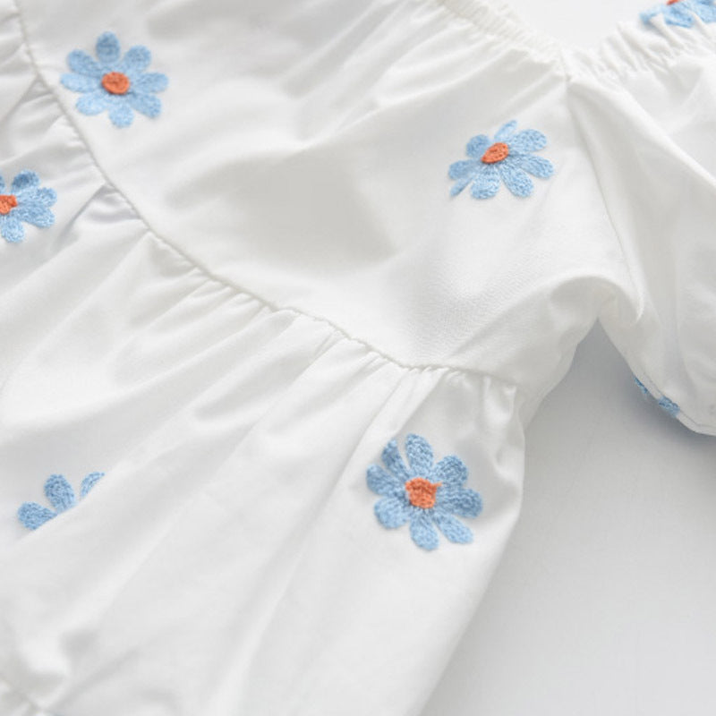 (In Production)Girls Spring and Summer Daisy Embroidery Dress