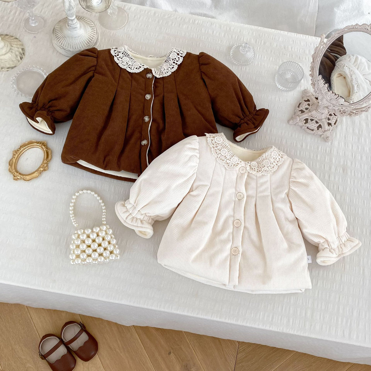(Pre Order 2 Weeks)Girls Fall&Winter Lace Collar Coat