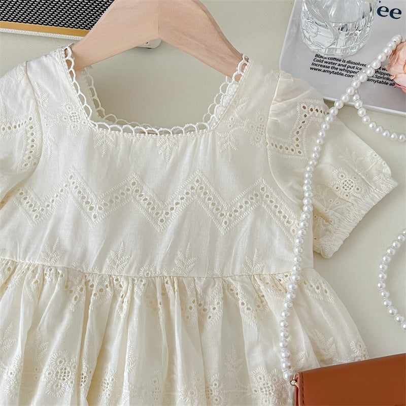 (In Production)Girls Spring&Summer Lace Scallop Dress