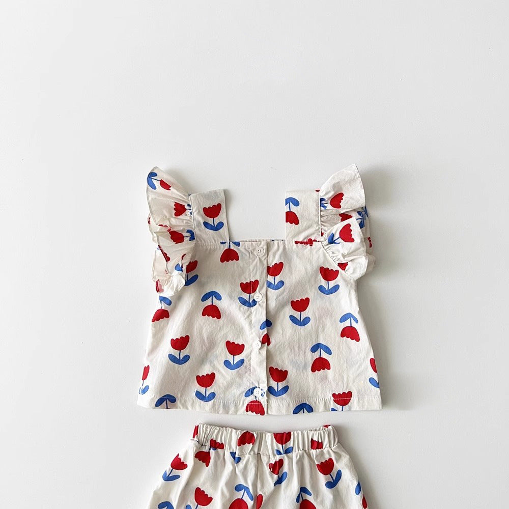 (Pre Order)Toddler Girls Patriotic Print Bloomer Set