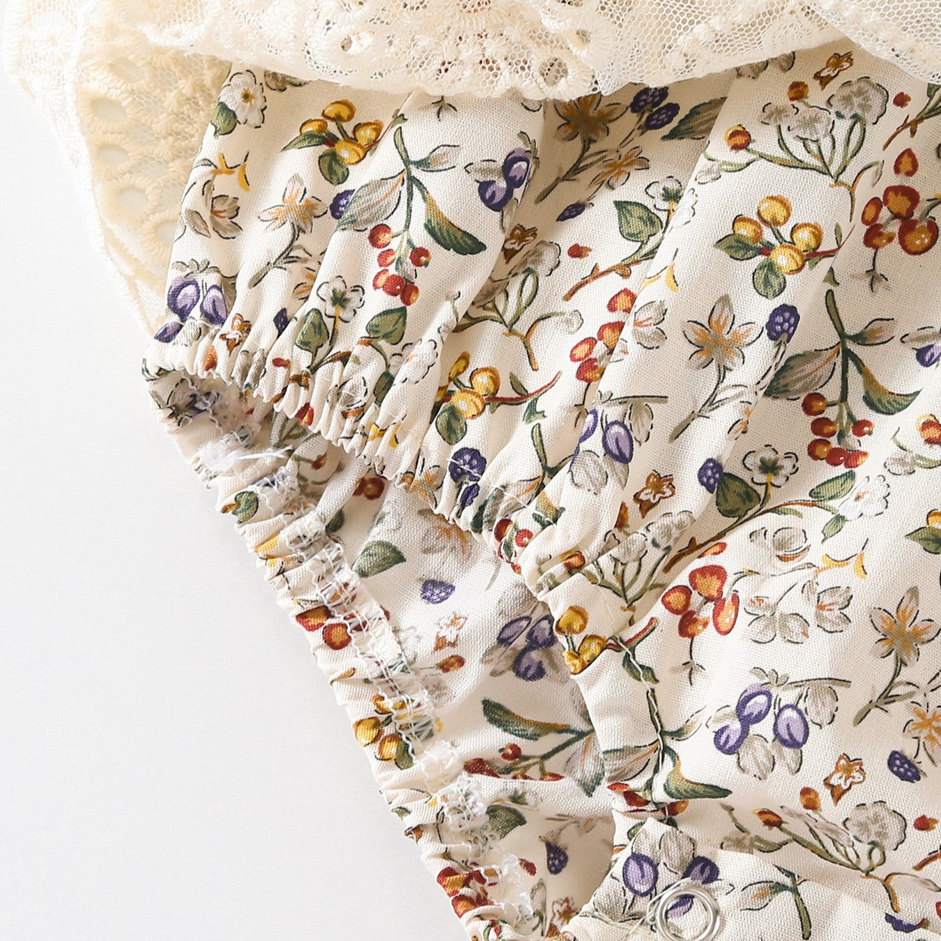 (In Production)Toddler Girls Spring&Summer Floral Print Lace Romper