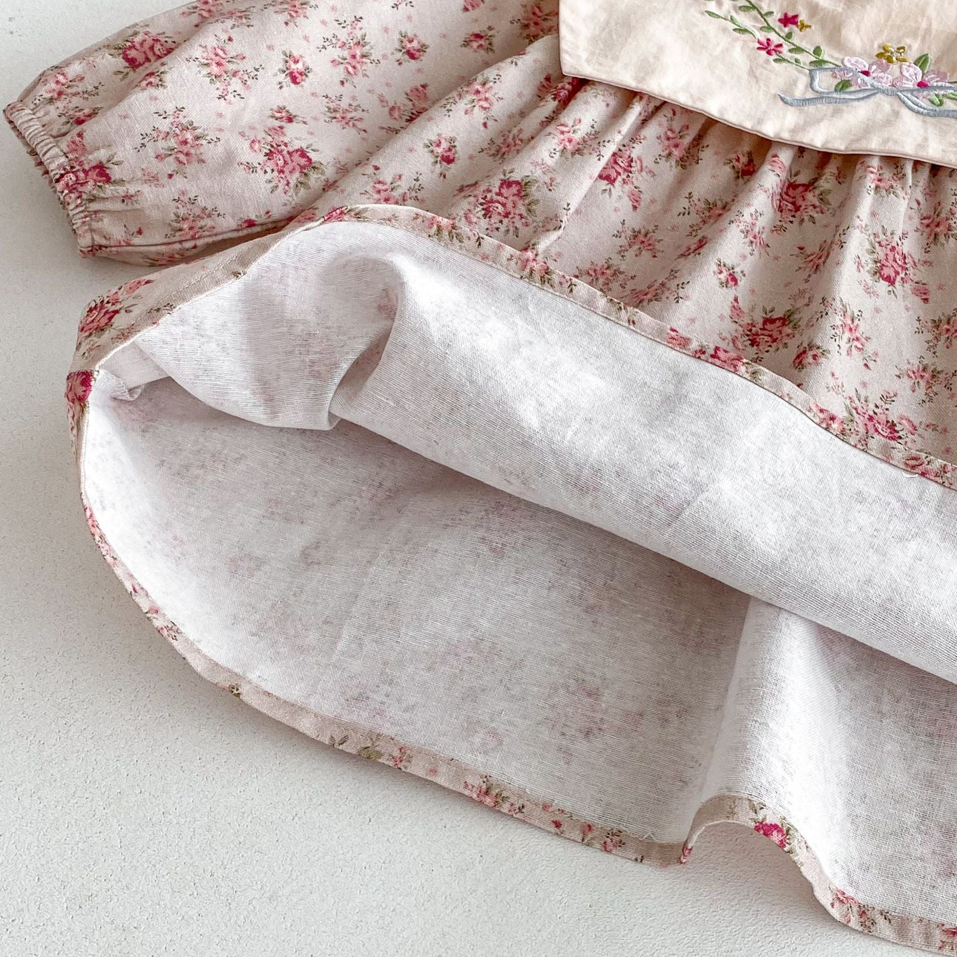 (In Production)Girls Fall Floral Embroidery Dress