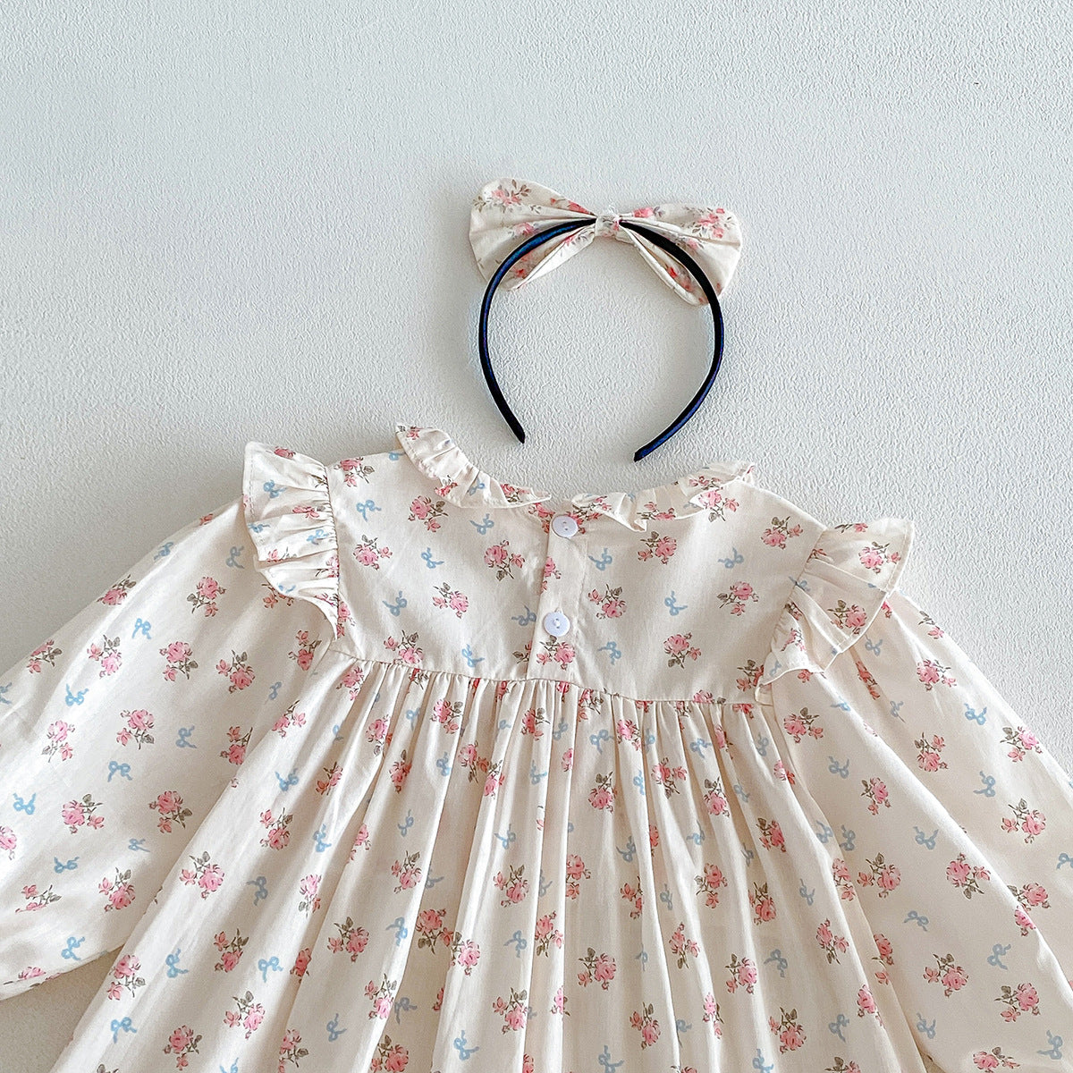 (Pre Order 2 Weeks)Sisters Fall Floral Print Smocked Dress&Romper