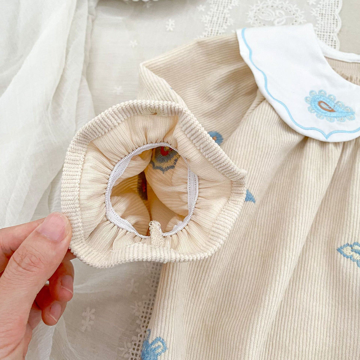 (Pre Order 2 Weeks)Sisters Fall Embroidery corduroy Dress&Romper