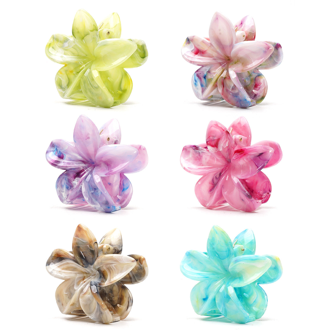 (Pre Order)Summer Marble-patterned Flower-shaped Hairpin