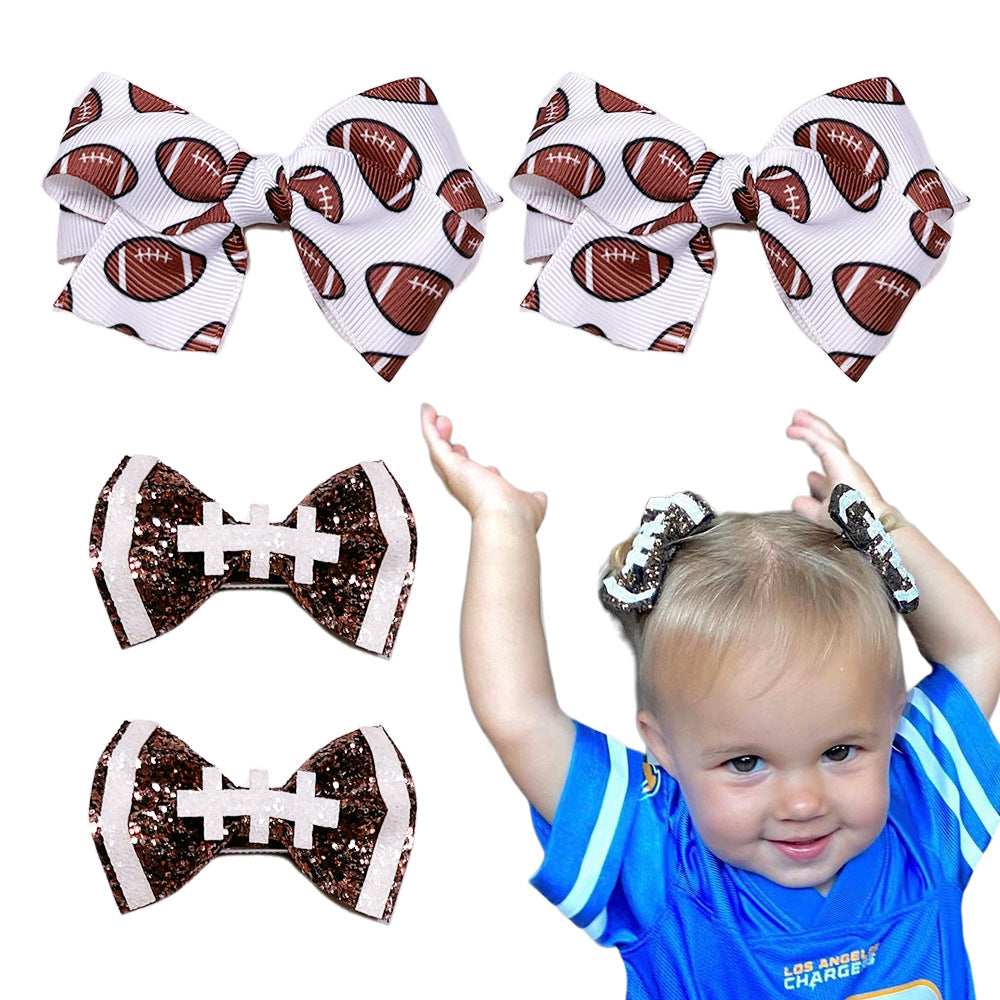 (Pre Order)Girls Football Bow Hair Clip