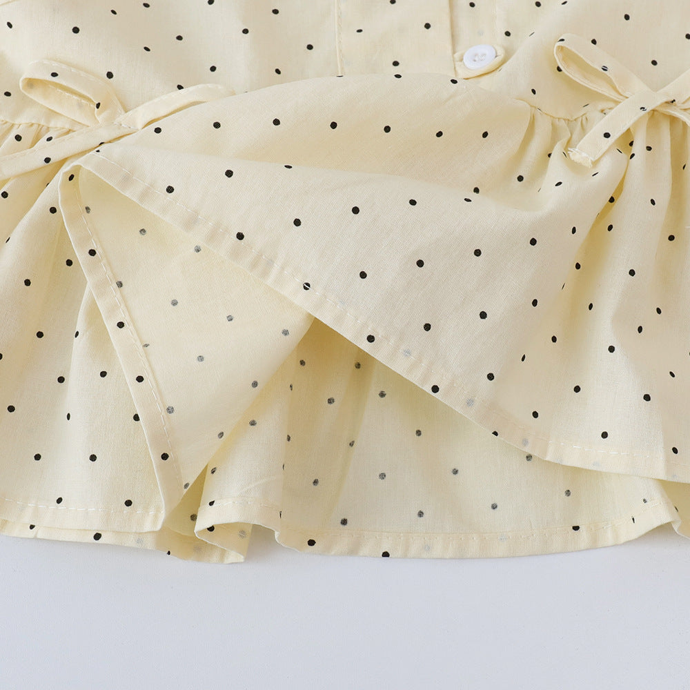 (In Production)Girls Spring and Summer Polka Dot Outfit Set