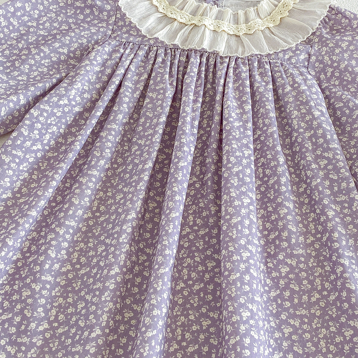 (Pre Order 2 Weeks)Sisters Fall Lavender Floral Lace Collar Dress&Romper