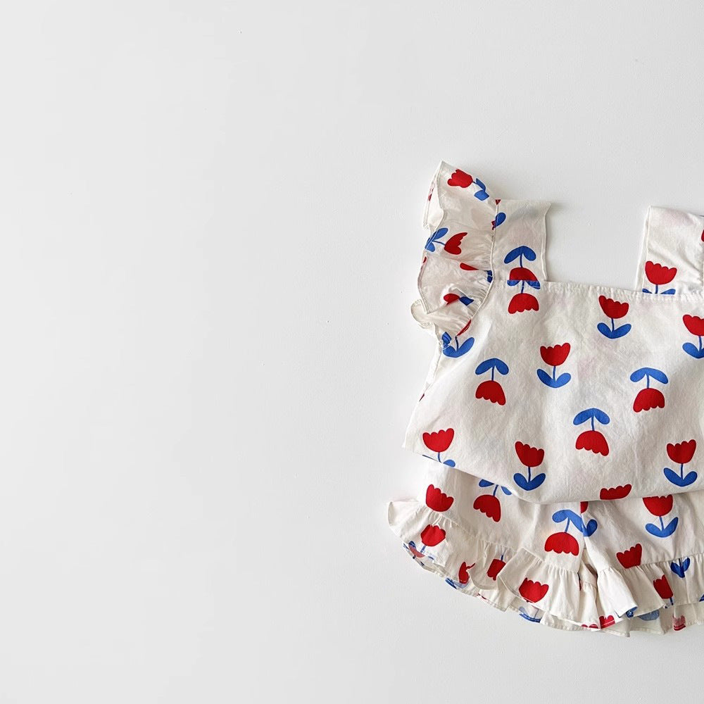 (Pre Order)Toddler Girls Patriotic Print Bloomer Set