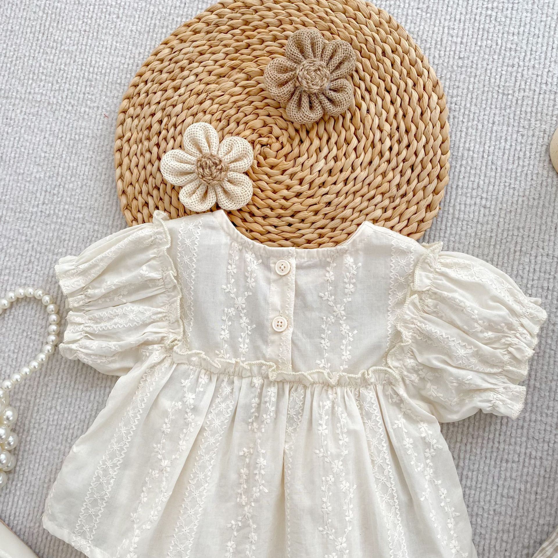 (Pre Order 2 Weeks)Toddler Girls Plaid&Embroidery Romper