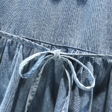 (In Production)Girls Spring&Summer Strawberry Embroidery Denim Dress with Bag