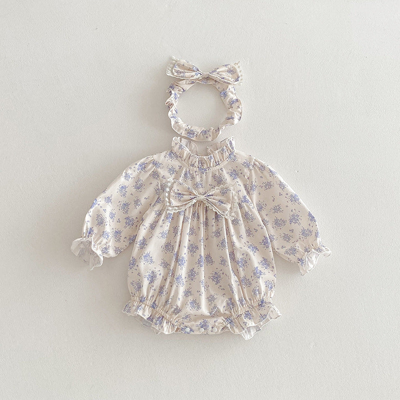 (In Production)Sisters Fall Floral Print Ruffle Dress&Romper