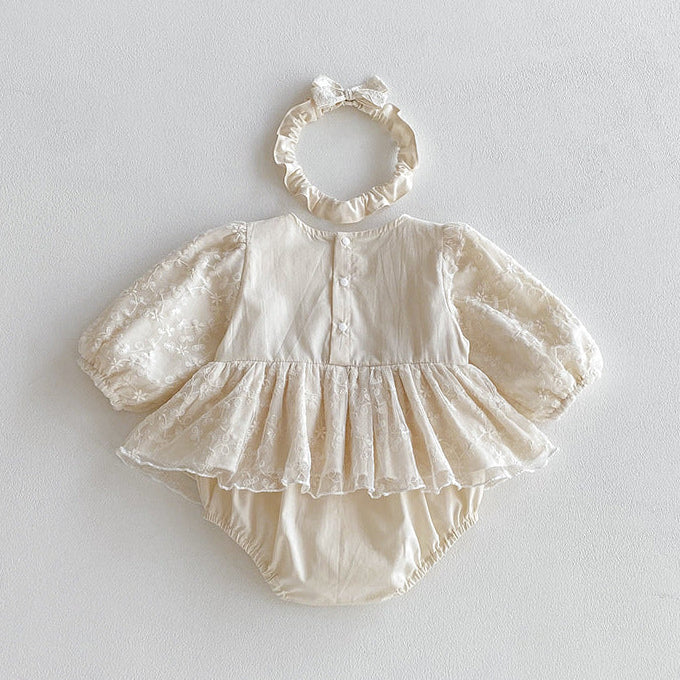(In Production)Girls Fall Lace Ruffle Romper