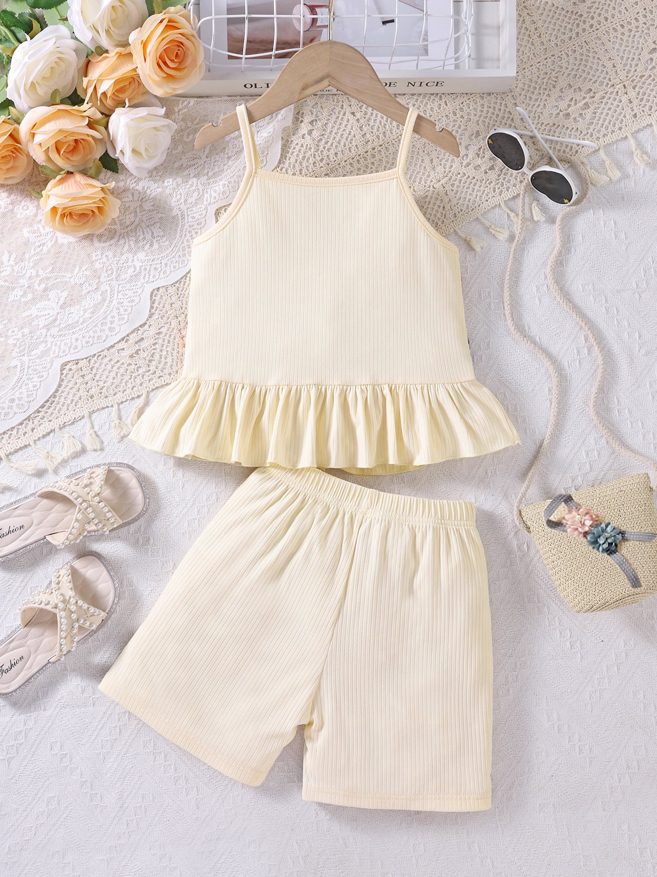 (In Production)Girls Spring&Summer Ethnic Style Embroidery Shorts Set