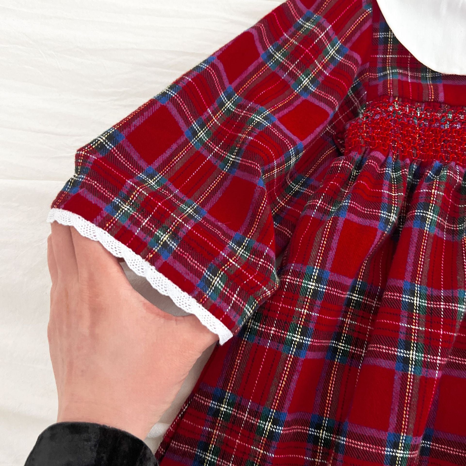 (Pre Order 2 Weeks)Sisters Christmas Plaid Smocked Dress&Romper