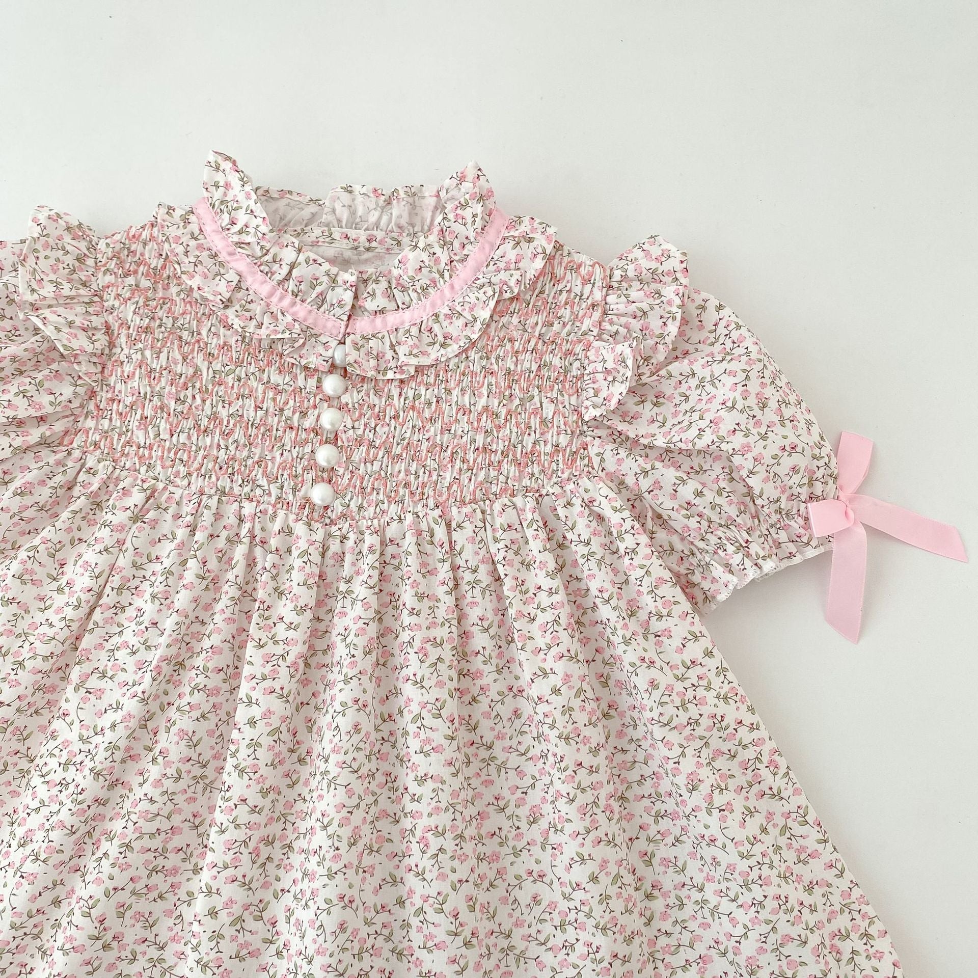 (Pre Order 2 Weeks)Sisters Fall Floral Print Smocked Dress&Romper