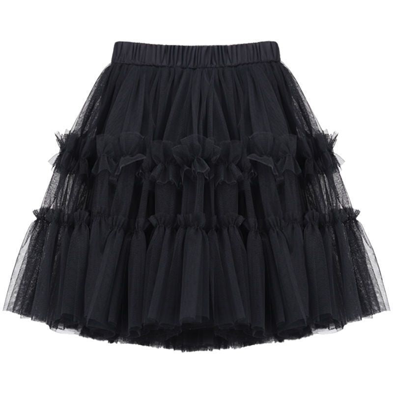 (Pre Order)Girls Plain Half-length Chiffon Skirt