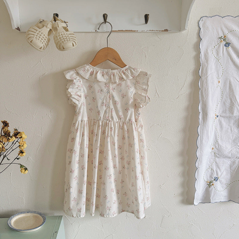 (In Production)Girls Spring&Summer Floral Print Smocked Dress